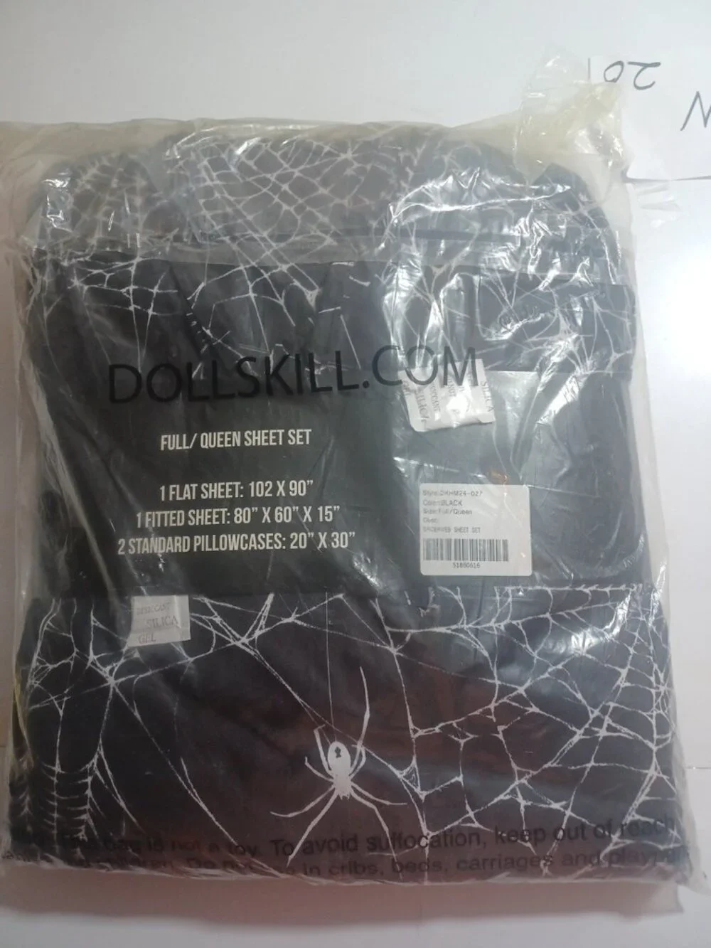 Dolls Kill Dolls Home Spider Webs Gothic Goth Halloween Sheet Set Black White